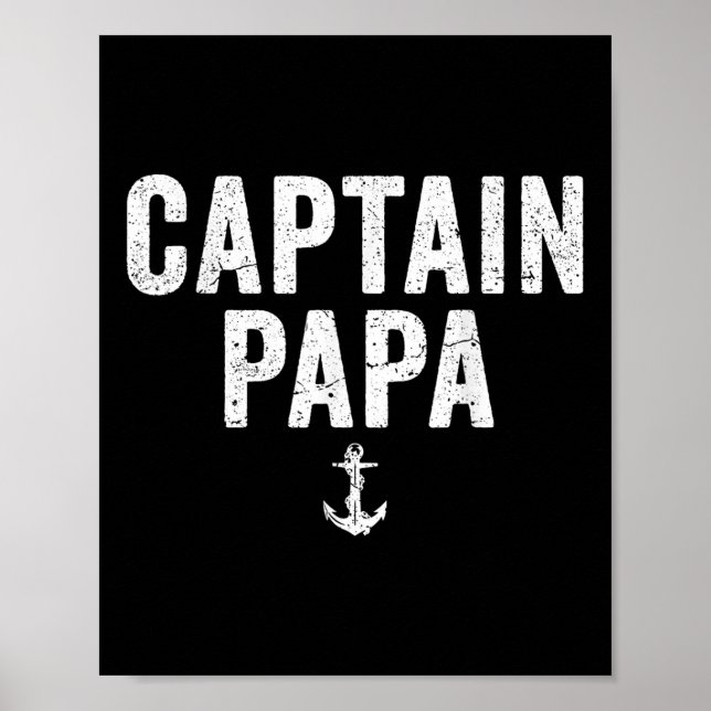 Póster Captain Papa Pontoon Boat Lake Fishing Boating Sai (Frente)