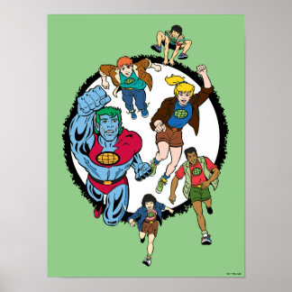 Póster Captain Planet y el gráfico del círculo de los pla