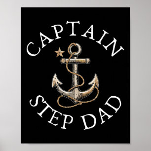 Póster Captain Step-dad Boat Sailing Boating Vintage Anch
