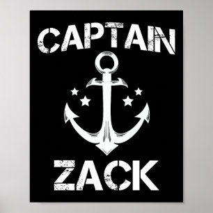 Póster Captain Zack Funny Birthday Personalizado Nombre B