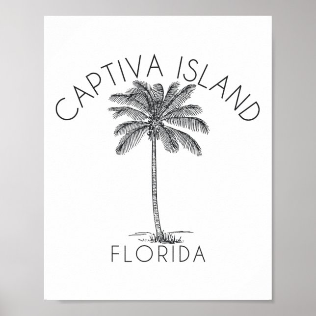 Póster Captiva Island Beach Design Palm Tree Illustration (Frente)