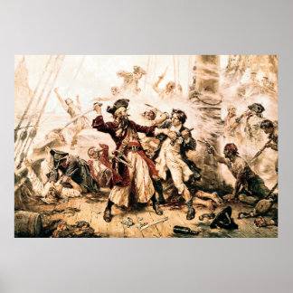 Póster Captura, barba negra pirata, venganza de la reina