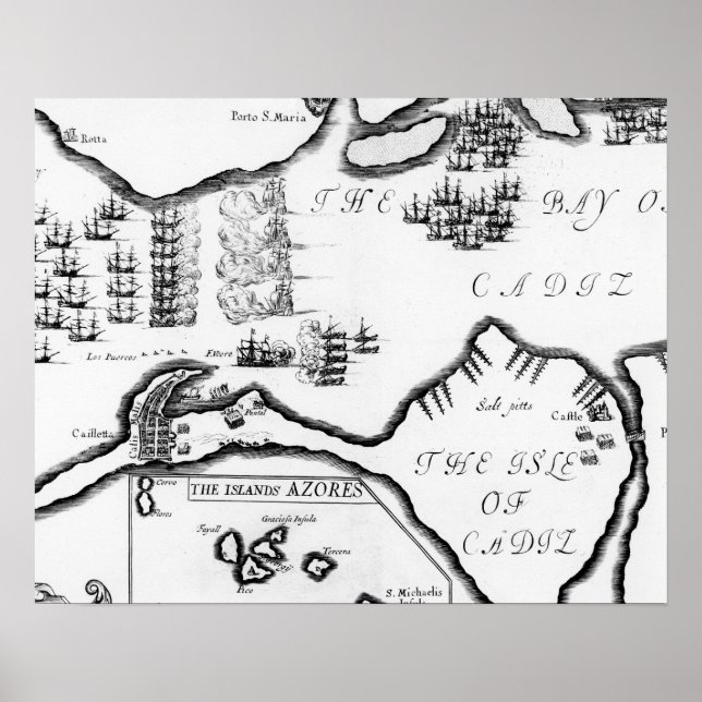 Póster Captura de Cádiz en 1596 (Grabado) (Frente)