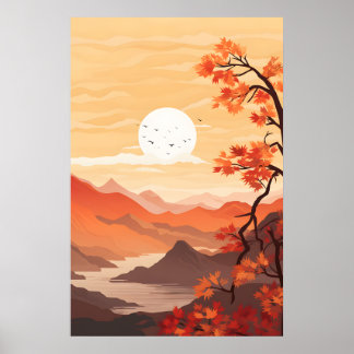 Póster Captura de la belleza del paisaje otoñal