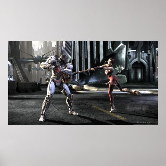 Póster Captura de pantalla: Cyborg vs Harley (Frente)