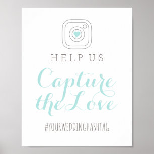 Póster Captura la etiqueta de Boda azul de Love Aqua