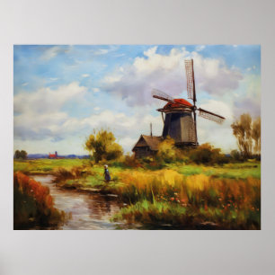 Póster Capturando el encanto de un molino de viento junto