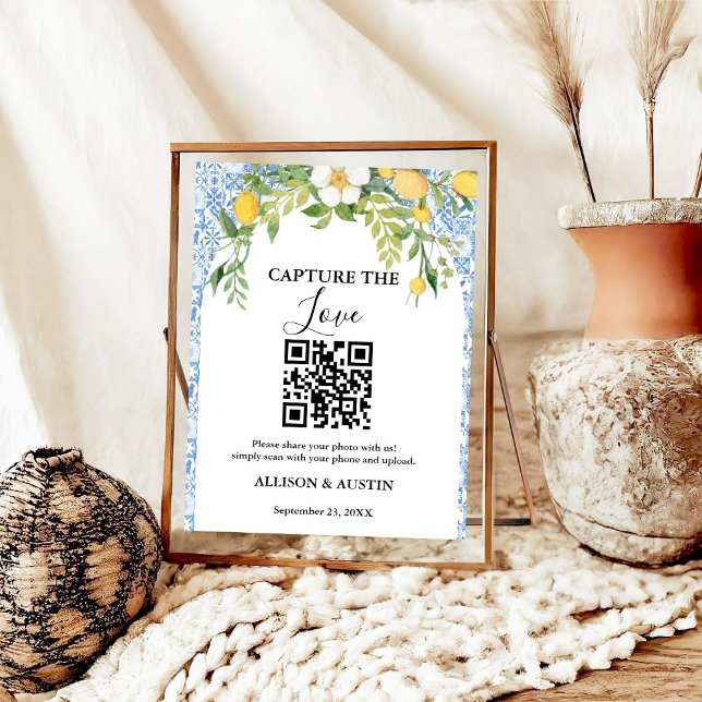Póster Capturar el amor código QR azulejos azules y boda  (Subido por el creador)