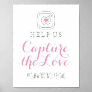Póster Capturar el Rótulo de etiquetas de Boda Rosa Amor
