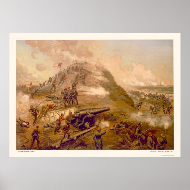 Póster Capture of Fort Fisher by L. Prang & Company 1887 (Frente)