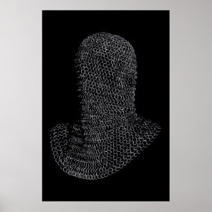 Póster Capucha de guerrero de malla de acero