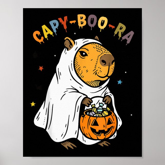 Póster Capy-boo-ra Cappy Halloween Funny Capybara Costume (Frente)