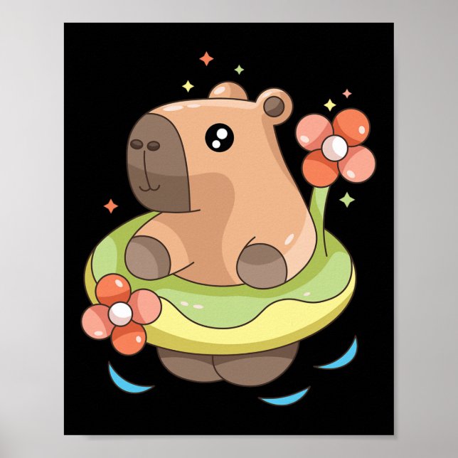 Póster Capy Capybara Floatie Divertida Navidad En Julio,  (Frente)