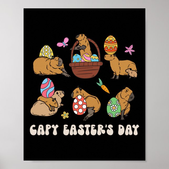 Póster Capy Easter Day Capybara Hunt Huevos divertidos (Frente)