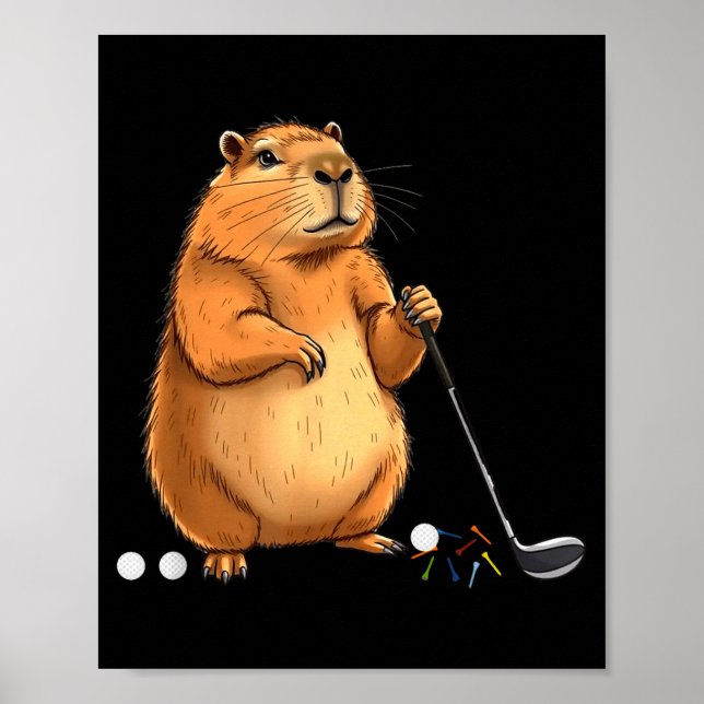 Póster Capy Golf Player Cute Cappy Srts Cartoon Design  (Frente)