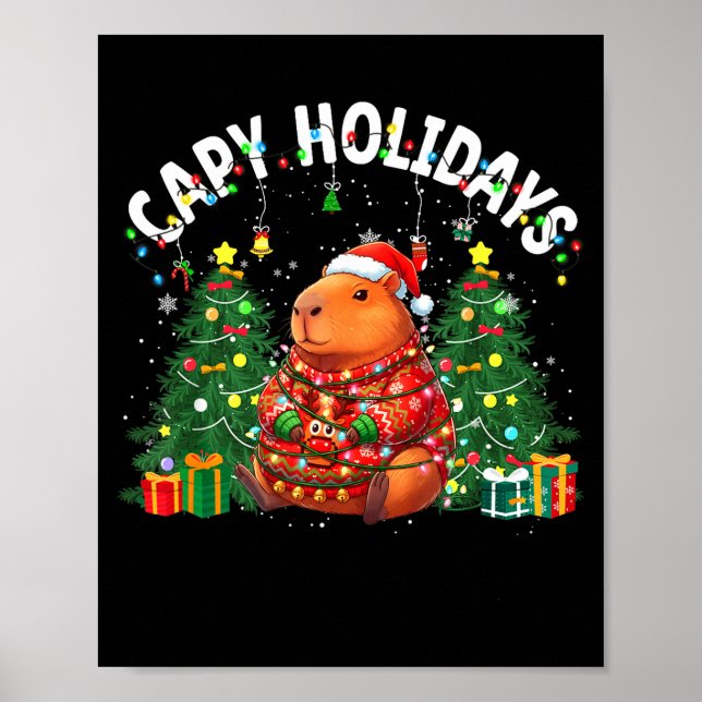 Póster Capy Holidays Capybara Santa Hat Xmas Men Women Ki (Frente)