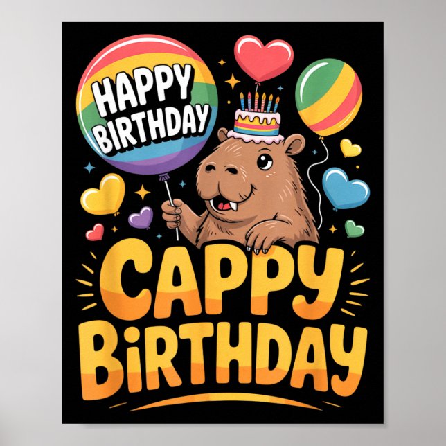 Póster Capybara Animal Lover Fun Cappy Birthday Party Sup (Frente)