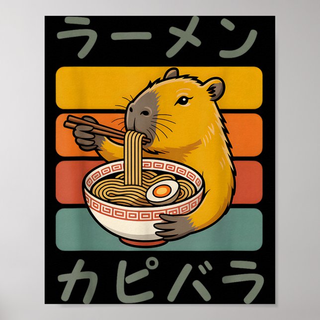 Póster Capybara Anime Graphic Ramen Kawaii Japanese Vinta (Frente)