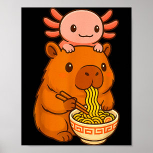 Póster Capybara Anime Ramen Axolotl Divertido Gráfico Kaw