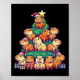 Póster Capybara Árbol de Navidad Gracioso Capybara Xmas