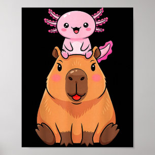 Póster Capybara Axolotl Kawaii Divertido Niños Chicos Chi