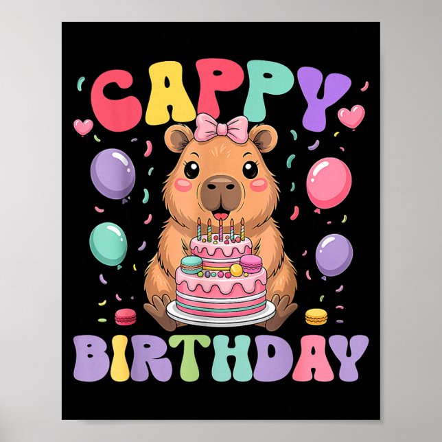 Póster Capybara Birthday Girls Funny Birthday Kids Boys G (Frente)