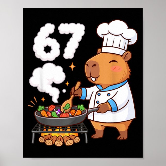 Póster Capybara Chef 67 Six Seven Funny Brain Rot Meme Gr (Frente)