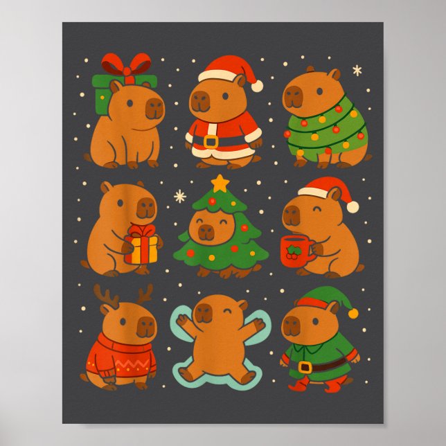 Póster Capybara Christmas Shirt, Funny Capy Holidays  (Frente)