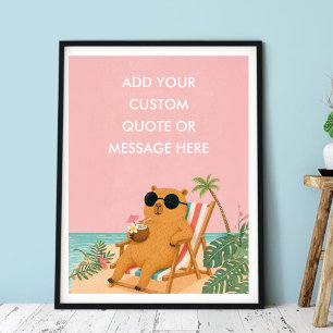 Póster Capybara de playa divertido en verano - Crea tu pr