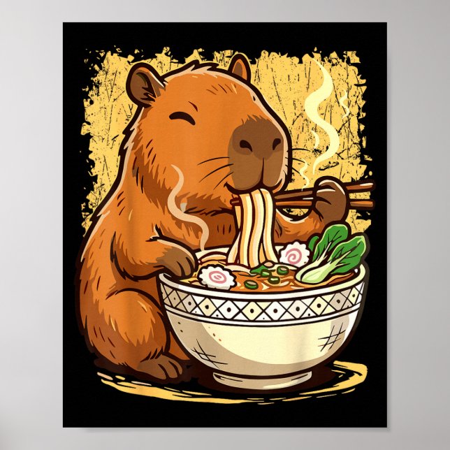 Póster Capybara Eating Ramen Noodles  (Frente)