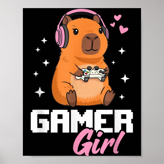 Póster Capybara Gamer Girl Gaming  (Frente)