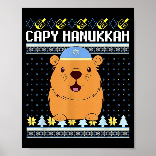 Póster Capybara Hanukkah Capy Hanukkah Chanukah Jewish Ki (Frente)