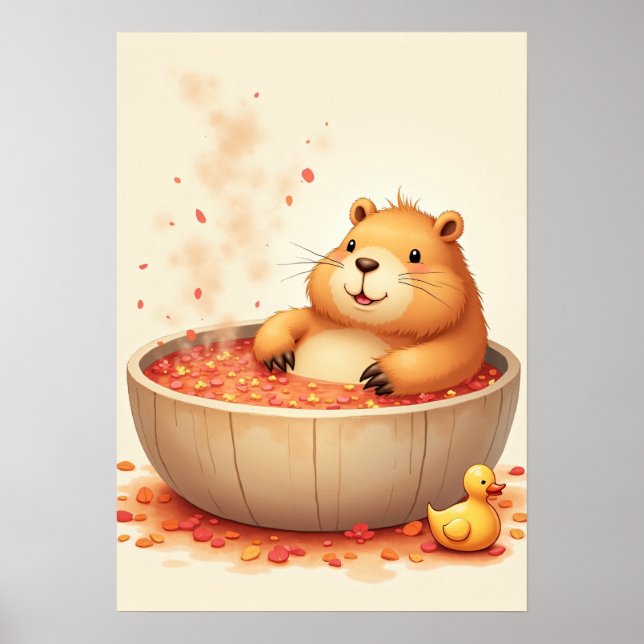 Póster Capybara Hot Tub Relaxation Sticker Capybara Lover (Frente)