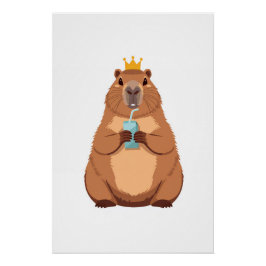 Póster Capybara King Poster, Cute Animal Wall Art for Kid