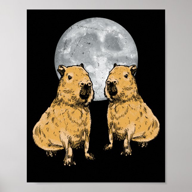 Póster Capybara Moon Funny Capybaras (Frente)
