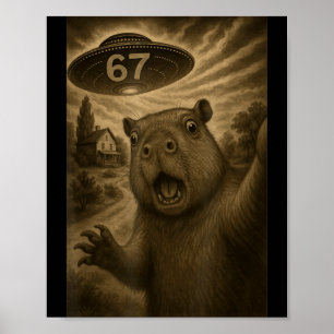Póster Capybara Selfie 67 Meme Seis Siete Divertido Ovni 