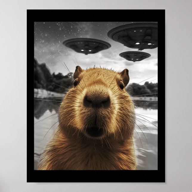 Póster Capybara Selfie Graciosa Navidad Capibara gráfico  (Frente)