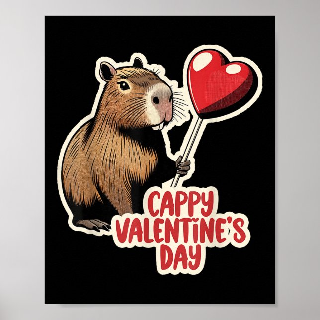 Póster Capybara Valentine, Día de San Valentín cappy, Cap (Frente)