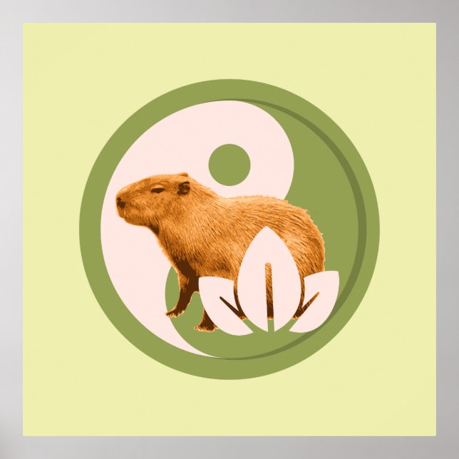 Póster Capybara Zen Yin Yang Naturaleza Pacífica (Frente)