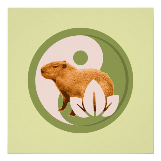 Póster Capybara Zen Yin Yang Naturaleza Pacífica (Anverso)