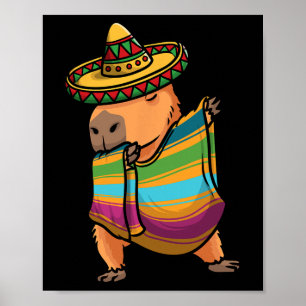 Póster Capybyra Cinco De Mayo Rodent Dab Niños Mexicanos 