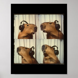 Póster Capybyra En Auriculares Aburrido Autismo Adhd De C