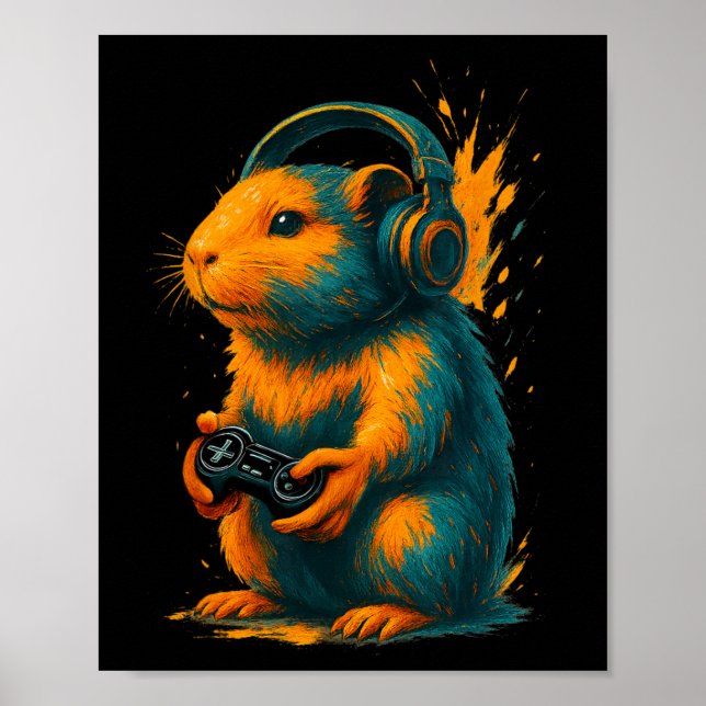 Póster Capyra Gamer Art – Funny Rodent With Controller An (Frente)