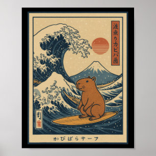 Póster Capyra Navegando Tranquilamente La Gran Ola _1