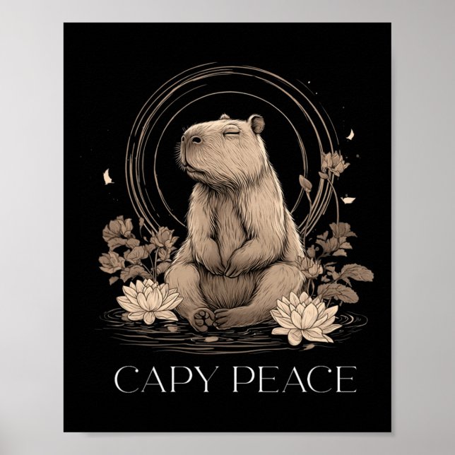 Póster Capyra Peace Cute Yoga  (Frente)