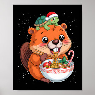 Póster Capyra Y Tortuga Ckpack Ramen Kawaii Xmas Capira