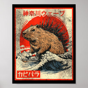 Póster Capyzilla _ Ola Kanagwa Japón _ Roedor Fresco Capy