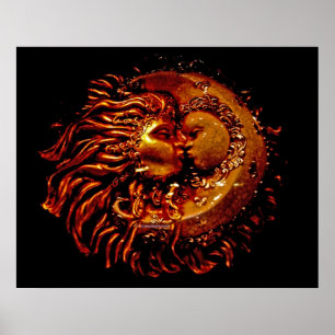 Póster Cara a cara de sol y luna