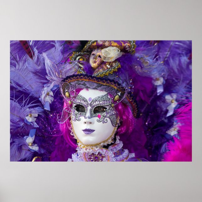 Póster Cara A Una Vestimenta De Carnaval, Venecia (Frente)
