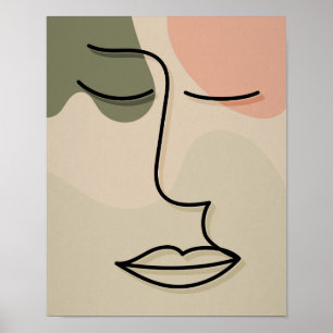 Póster Cara abstracta tonos silenciados tonos tierra boho